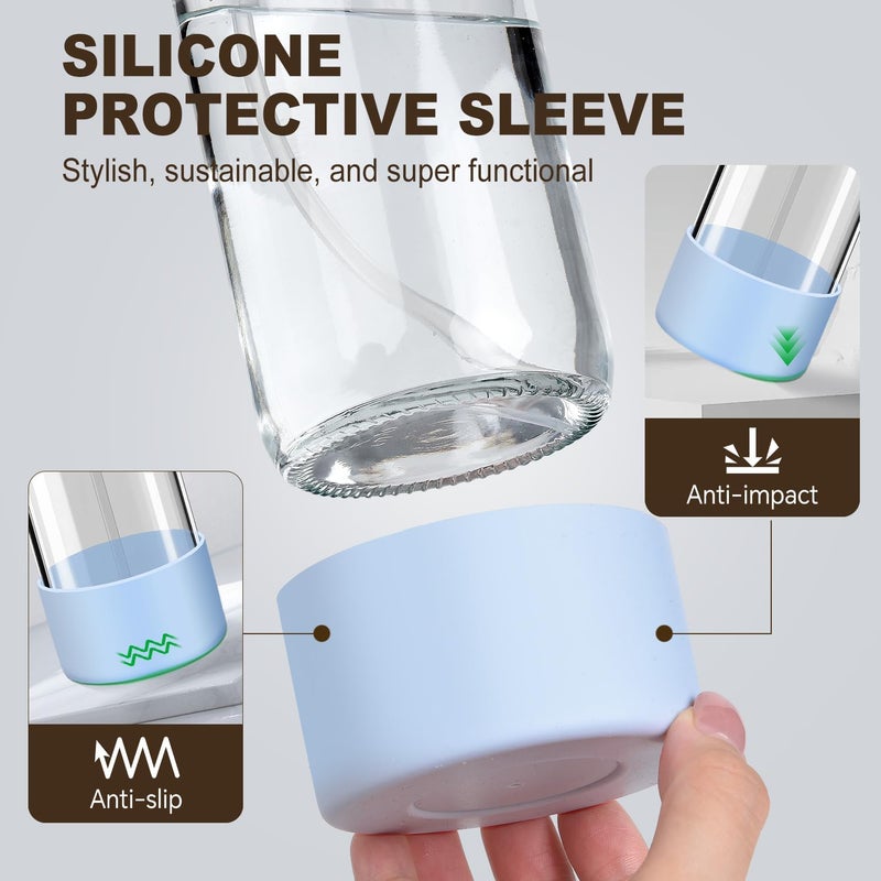 Bealee Glass Spray Bottles with Silicone Sleeves (2 Pack, 16 oz), Mist and Stream Empty Refillable Containers, Water Sprayer Misting Bottle for Cleaning Solutions, Planting, Hair Spraying, Green & Grey - Image 5